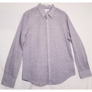 Calvin Klein Men's Gray Shirt Long Sleeve Button Up 100% Cotton Stretch Size L69